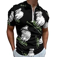 Sheep Mens Polo Shirts Quick Dry Short Sleeve Zippered Workout T Shirt Tee Top