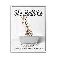 Stupell Industries Bubble Bathtub Giraffe Framed Giclee Art by Lettered and Lined