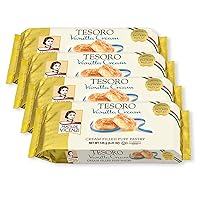 Tesoro Vanilla Cream by Pasticceria Matilde Vicenzi | Vanilla Cream Filled Puff Pastry Patisserie | Dairy, Kosher | Made in Italy | 4.41oz (125g) Box, 4-Pack