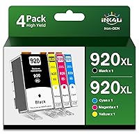 920XL Ink Cartridges Combo Pack Compatible Replacement for HP 920XL 920 to Work with Officejet 6500 6500A 6000 7000 7500 7500A E709 Printer (1 Black, 1 Cyan, 1 Magenta, 1 Yellow, 4 Packs, High Yield)