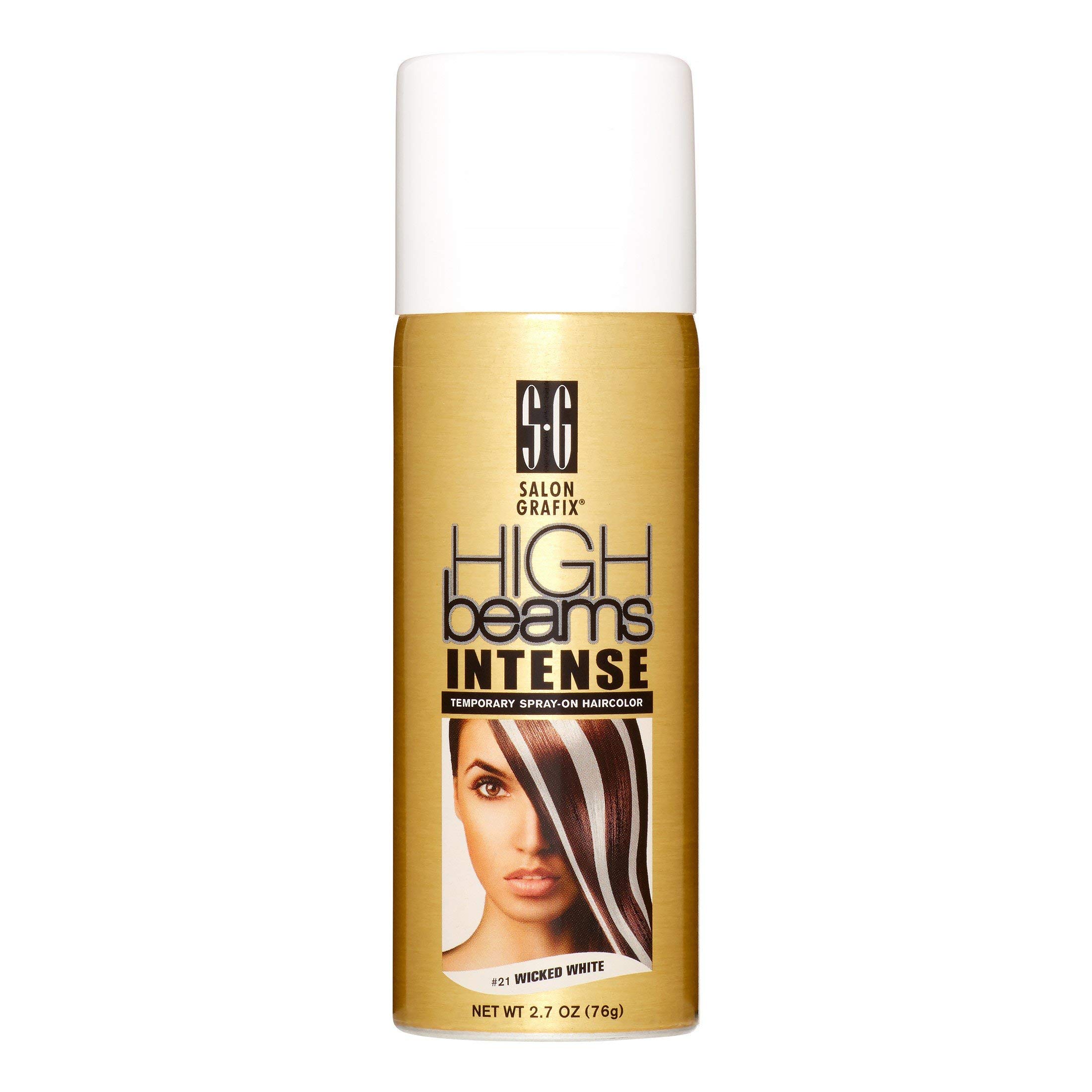 High Beams Intense Spray-On Hair Color –Wicked White - 2.7 Oz - Add Temporary Color Highlight to Your Hair Instantly - Great for Streaking, Tipping or Frosting - Washes out Easily
