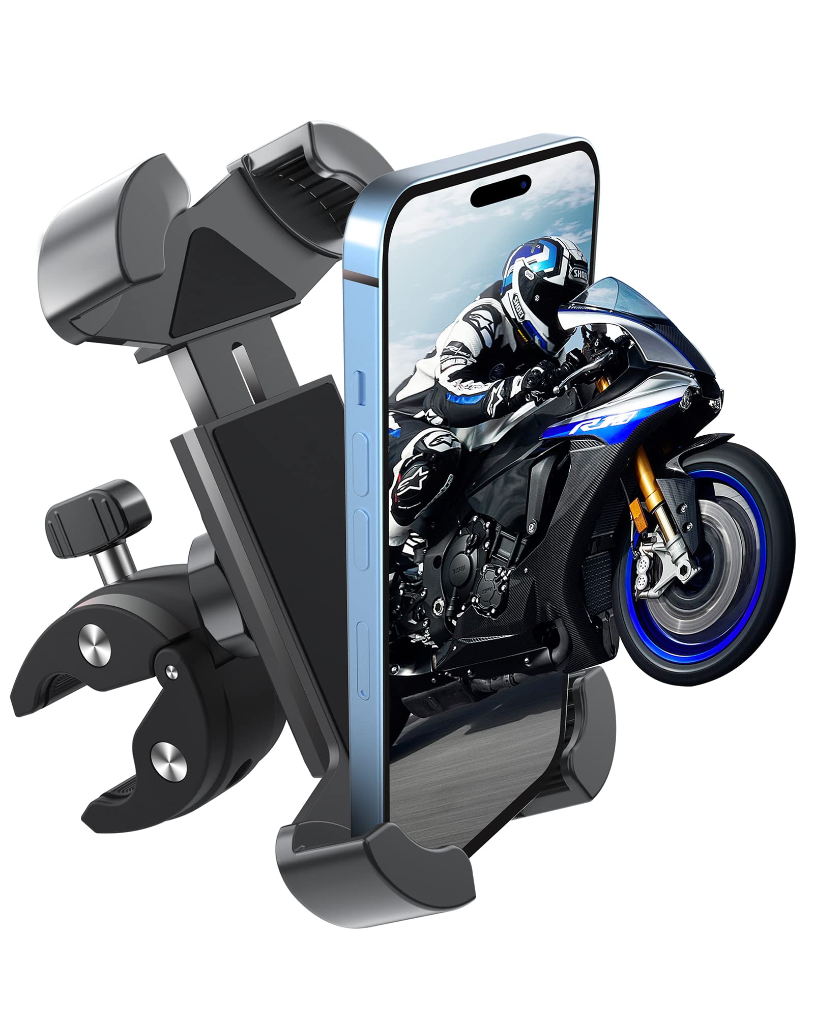 ORIbox Bike Phone Mount, Motorcycle Handlebar Mount, 360° Rotation Silicone Bicycle Phone Holder,Compatible with All Phone, Solid Black