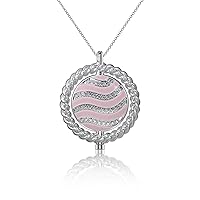 talia Rhodium Plated Sterling Silver with Hand-Applied Enamel and White Diamond Cut CZ Rotating 2 Charm Pendant Necklace on 20 to 32 Inch Chain
