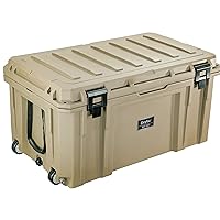 SR-160 XL Crossover Overland Roller Cargo Case, Equipment Hard Case, Roto Molded, Stackable with Pad-Lock Hasp, Strap Mountable, TSA Standard, IPX4 Rated, 160 Liters (Tan)