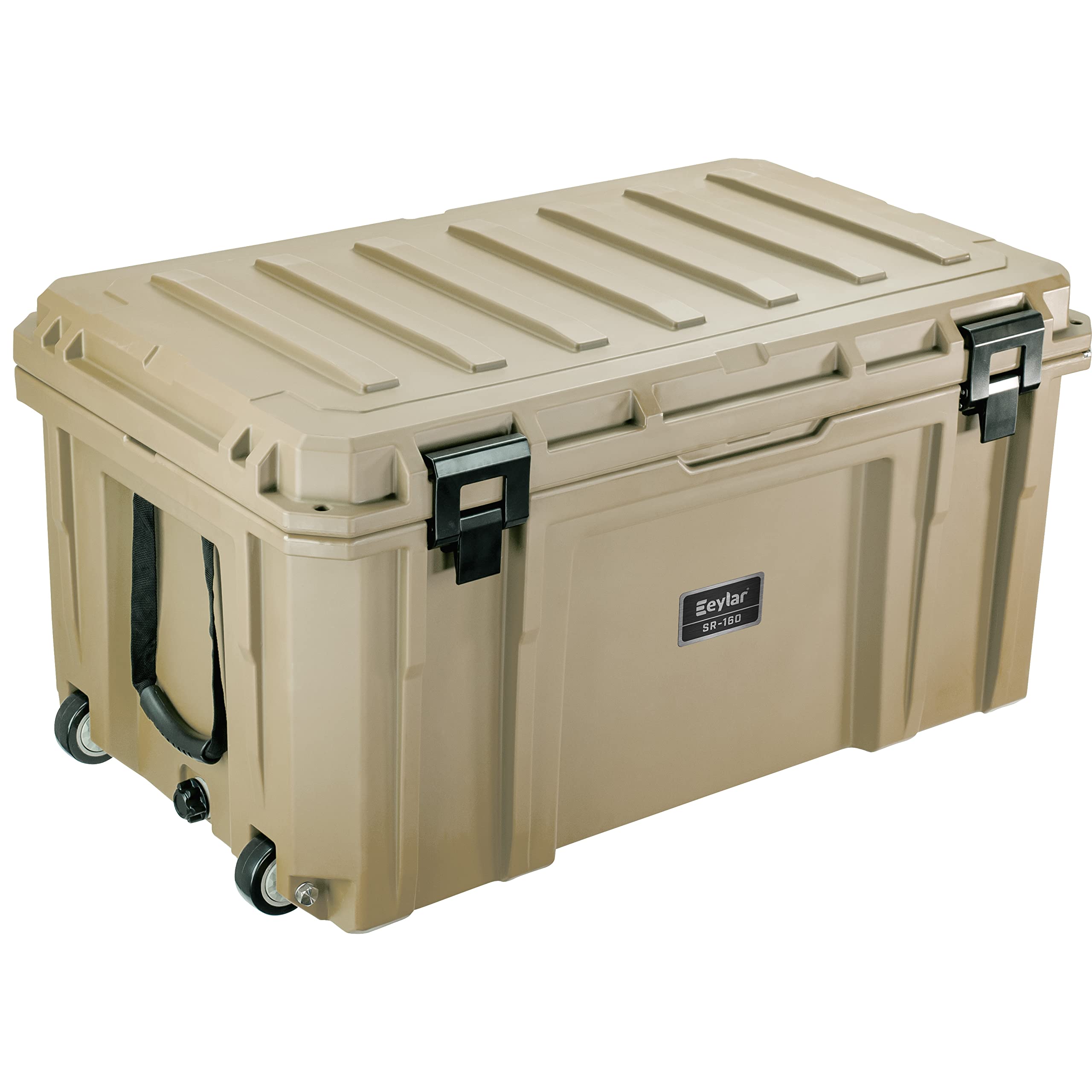 SR-160 XL Crossover Overland Roller Cargo Case, Equipment Hard Case, Roto Molded, Stackable with Pad-Lock Hasp, Strap Mountable, TSA Standard, IPX4 Rated, 160 Liters (Tan)