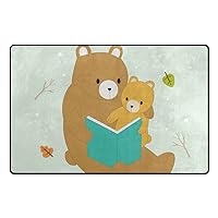 ColourLife Bear Mother and Baby Reading Lightweight Carpet Mats Area Soft Rugs Floor Mat Doormat Decoration for Rooms Entrance 31 x 20 inches