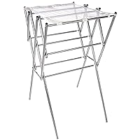 Household Essentials 5127 Collapsible Expandable Metal Clothes Drying Rack - Dry Wet Laundry Indoors - Satin Silver, 24.5