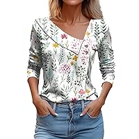 Womens Shirts Casual V Neck Vintage Vintage Fashion Tops for Women Trendy Printed Elegant Tops for Women