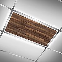 Fluorescent Light Covers for Classroom Kitchen Office Decorations Ceiling Retro Wood Enhance Mood and Reduce Stress-Easy to Install Ceiling Light Covers-