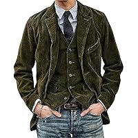 Mens Corduroy Blazer Jacket Lapel Button Down Long Sleeve Vintage Solid Lightweight Tailored Suit Jacket Sport Coat