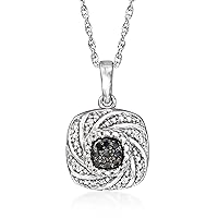 Ross-Simons Black and White Diamond-Accented Pendant Necklace in Sterling Silver