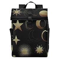 ALAZA Moon Sun Stars Starry Large Laptop Backpack Purse for Women Men Waterproof Anti Theft Roll Top Backpack, 13-17.3 inch