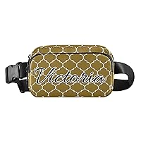 Custom Khaki Plaid Tile Fanny Packs for Women Men Personalized Belt Bag with Adjustable Strap Customized Fashion Waist Packs Crossbody Bag Waist Pouch for Sports Running