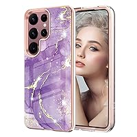 Case Compatible for Samsung S22 Ultra Silicone Marble Flower Elegant Women Girls Cases, Ultra Slim Thin Hard TPU Shockproof Waterproof Phone Cover for Samsung Galaxy S22 Ultra 5G 6.8'' Phone