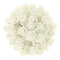 Pure Garden Artificial Roses with Stems- Real Touch Fake Flowers for Home Décor, Wedding, Bridal/Baby Shower, Centerpiece, More, 50 Pc Set (Ivory)