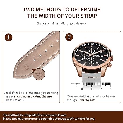 BERNY Quick Release Leather Watch Bands Men's Women's Watch Bands Top Genuine Leather Watch Strap for Men Women - 16mm 18mm 20mm 22mm 24mm, Black Brown
