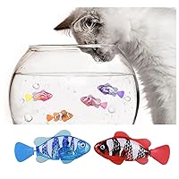 Robot Fish Water Activated, Swimming in Water with LED Light, Electric Bathtub Toys for Pets, Cats, Dogs (Red+Blue)