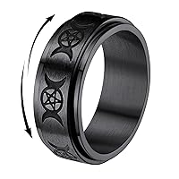 FindChic Stainless Steel Spinner Band Rings for Men Women Triple Moon/Trinity Celtic Knot Mixed Color/18K Gold Plated Width 8mm Size 7 to 14 Engraved Personalized Rotatable Anxiety Ring, Send Gift Box