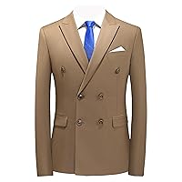Men's Casual Suit Jacket Double Breasted Business Wedding Prom Blazer Jackets Slim Fit Lightweight Sport Coat