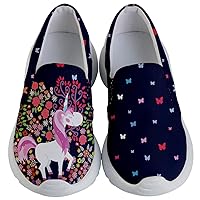 PattyCandy Autumn Woodland Animals Unicorns Forest & Christmas Kids Lightweight Slip Ons Shoes,Size: C=Child & Y=Youth