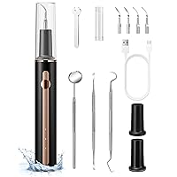 Plaque Remover for Teeth, Teeth Cleaning Kit with Ultrasonic Tooth Cleaner and Dental Tools, Dental Picks for Teeth Cleaning and Rechargeable Plaque Blaster with LED, Tartar Remover, 4 Heads