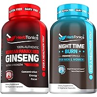Korean Red Panax Ginseng 1500mg - High Potency Ginseng for Energy, Performance & Immune Support for Men & Women - Night Time Weight Supplement with Melatonin to Support Sleep & Metabolism