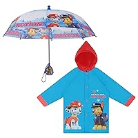 Nickelodeon Kids Umbrella and Slicker, Paw Patrol Toddler Boy Rain Wear Set, for Ages 2-7