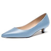 WAYDERNS Women's Matte Pointed Toe Slip On Kitten Low Heel Pumps Shoes 1.5 Inch