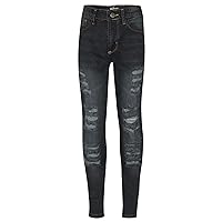 A2Z 4 Kids Girls Denim Ripped Jeans Black Comfort Skinny Stretch Jeans Lightweight Trendy Denim Cotton Pants Age 3-14 Years