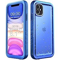 Cozycase Compatible with Waterproof iPhone 11 case, Built-in Screen Protector, Full-Body Rugged Bumper Sealed Case Cover, Shockproof Dustproof Waterproof Case for iPhone 11 6.1 inch (Blue)
