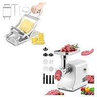 Huanyu Commercial Cheese Slicer 1cm&2cm Stainless Steel Wire Cheese Cutter+ Huanyu Meat Grinder Electric 2800W Max Meat Mincer