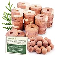 Cedar Hyde Cedar Blocks for Clothes Storage | Cedar Balls & Cedar Rings | Closet Deodorizer | Clothes Protection & Mustiness Prevention | 40 Pieces, 30 Cedar Rings & Bonus 10 Cedar Balls, U.S.A Seller