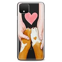 TPU Case Compatible for Google Pixel 8 Pro 7a 6a 5a XL 4a 5G 2 XL 3 XL 3a 4 Friendship with Dog Print Slim fit Soft Animals Lover Clear Paws Pink Heart Cute Flexible Silicone Design Cute