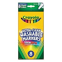 Crayola 587809 Washable Markers, Fine Point, Classic Colors, 8/Pack