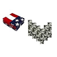 Gift Packaging 3-Pack American Flag Bandanas Bundle with 6-Pack Camo Bandanas - 100% Cotton, 22inches, Paisley