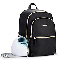 Diaper Bag Backpack, Breast Pump Bag with Cooler Pocket for Breast Milk, Fits Spectra S1, S2/Momcozy, Stylish Baby Bag Mom Backpack with Laptop Pocket for Work Travel
