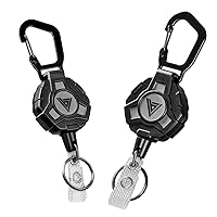 bemece 2 Pack Retractable Keychain Heavy Duty Carabiner Badge Holder with 29