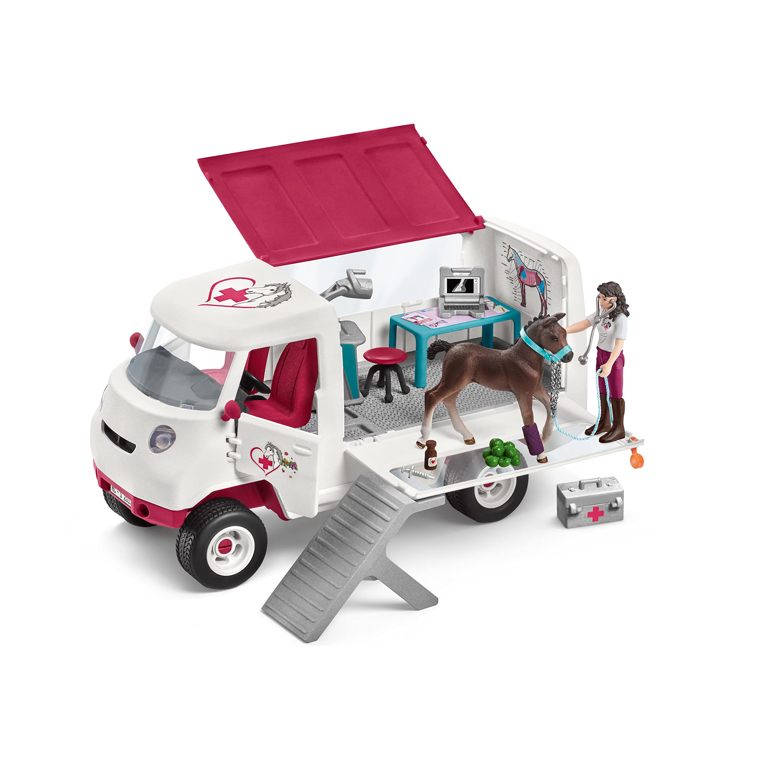 Schleich Horse Club 13-Piece Horse Toy Playset for Girls and Boys Ages 5+, Mobile Vet, Multi, (42439)