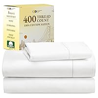 California Design Den Soft 100% Cotton Sheets, Twin Sheets Set, 3 Pc, 400 Thread Count Sateen, Bedding for Dorm Rooms & Adults, Deep Pocket Sheets, Cooling Sheets, Twin Bed Sheets (Creamy White)