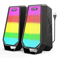 Computer Speakers, Bluetooth Wireless Speakers USB Powered PC Speakers with Loud 2.0 Stereo Sound, RGB Gaming Speakers with 4 Lights for PC Monitor Laptop Tablet Phone