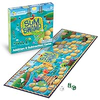 Learning Resources Sum Swamp Game Addition & Subtraction Game - 8 Pieces, Ages 5+, Math Games for Kids, Educational Kids Games, Kindergarten Math Board Games Gifts for Boys and Girls