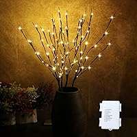 4pcs Lighted Tree Branches Lights with Timer for Vase, Battery Operated, 29IN 80 LED Warm White Artificial Brown Twig Tree Branch Fairy Light for Home Christmas Bedroom Party