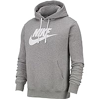Nike Club Fleece Futura Hoodie (US, Alpha, Large, Regular, Regular, Dk Grey Heather/Matte Silver/White)