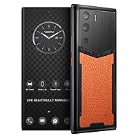 METAVERTU Web 3.0 Calfskin 5G Phone, Unlocked Android Smartphone, Secure Encrypted, Double Systems, 64MP Camera, 144Hz AMOLED Curved Display, Dual SIM, Fast Chargem, Basic (Orange, 12G+512G)