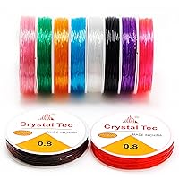 FQTANJU 10 Packs Multicolor Crystal String 0.8mm Elastic String Elastic Cord Stretchy Bracelet String Bead Cord for Bracelet, Necklaces, Beading Jewelry Making（164Yard, 10 Colors）