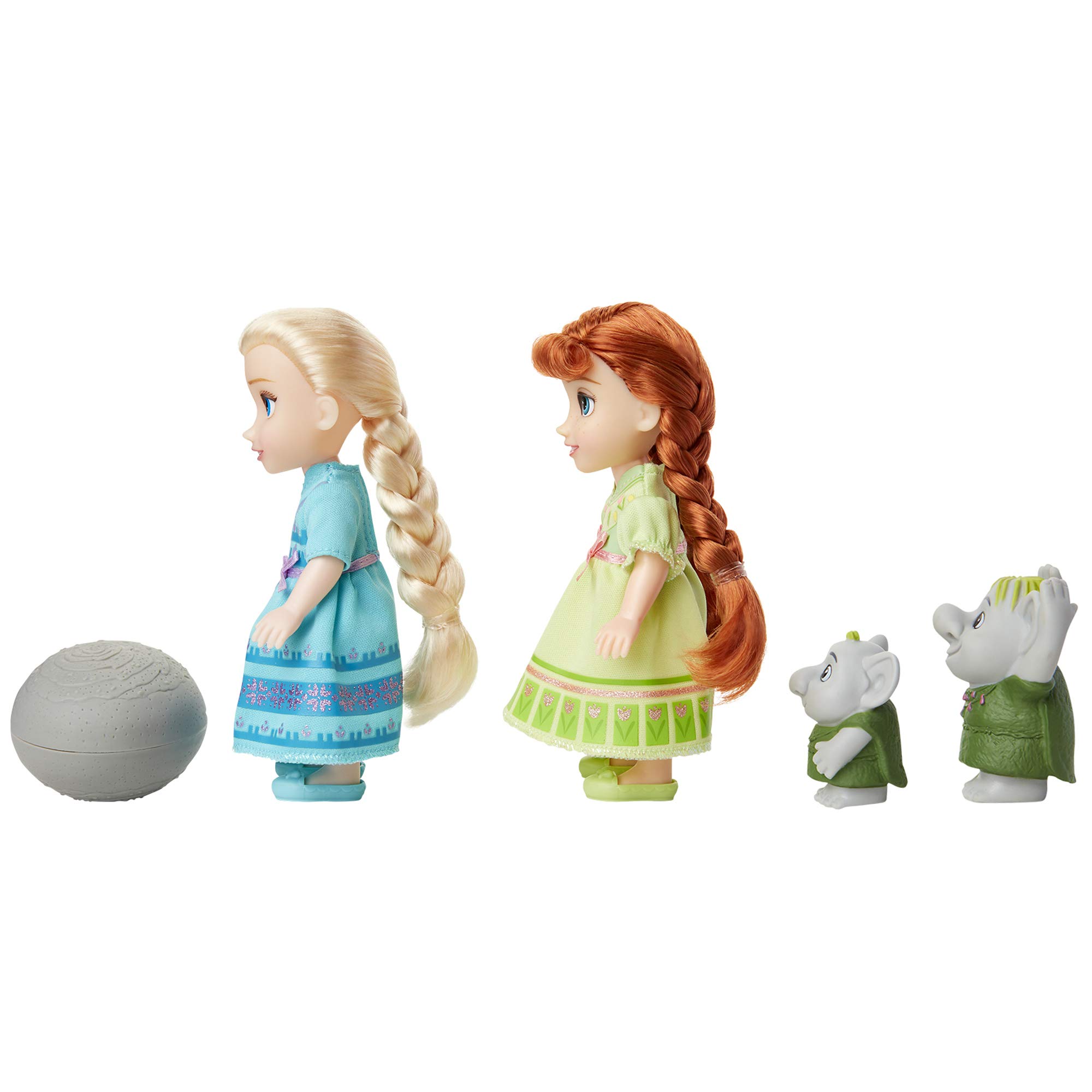 Disney Frozen Petite Anna & Elsa Dolls with Surprise Trolls Gift Set, Each Doll is Approximately 6 inches Tall - Includes 2 Troll Friends! Perfect for Any Frozen Fan!