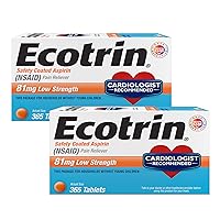 Ecotrin Safety Coated Aspirin Pain Reliever Tablets, Low Strength, NSAID 81mg, 365 ct (Pack of 2)