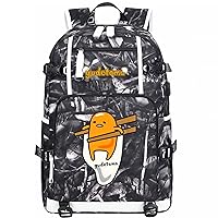 Unisex Student Cartoon Bookbag with USB Charging Port,Gudetama Cute Daypack Durable Travel Bagpack for Teen