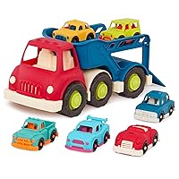 B. toys – Car Carrier Truck – Toy Car Carrier – 6 Mini Cars – Toy Trucks for Toddlers, Kids – 12 Months + – Happy Cruisers - Car Carrier