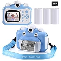 Instant Print Digital Kids Camera 1080P Rechargeable Kids Camera Video Camera with 32G SD Card for 6-12 Years Old Birthday Gift